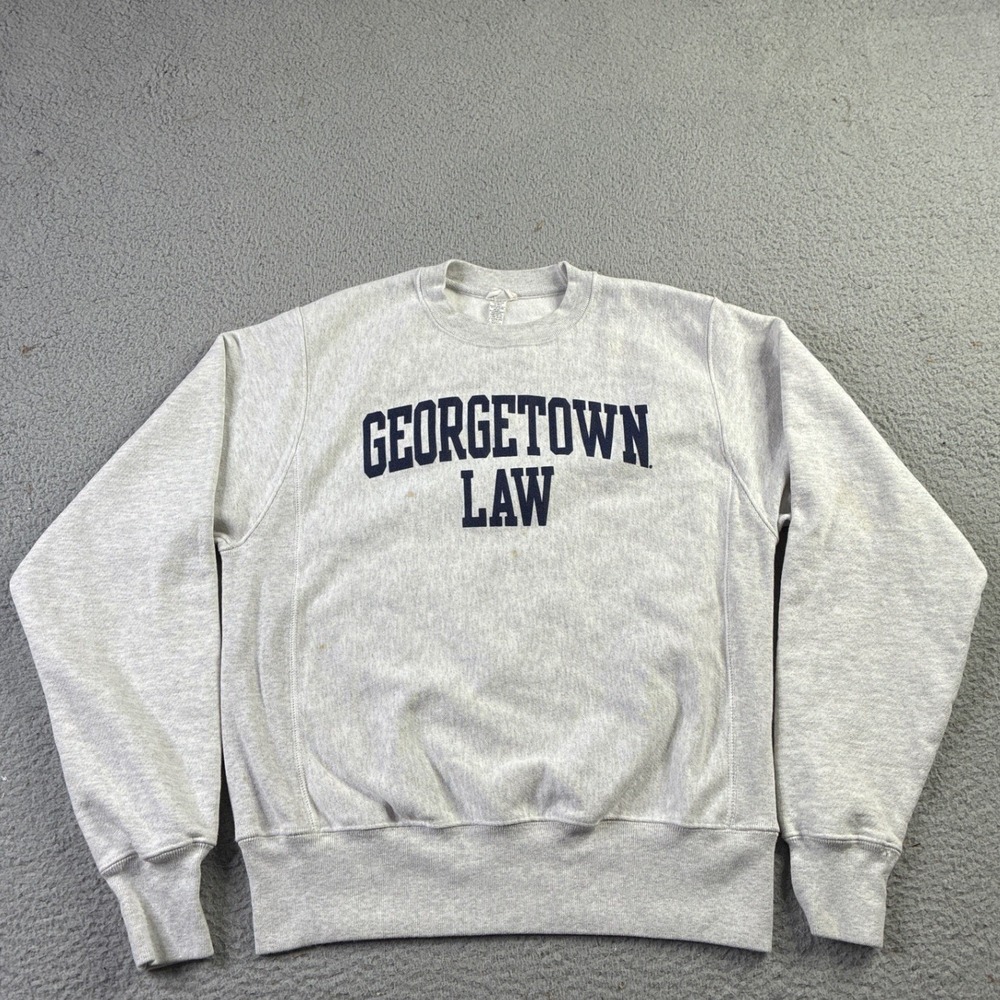 Georgetown University Law School Champion Reverse Weave Sweatshirt Gray Mens S - Picture 1 of 14